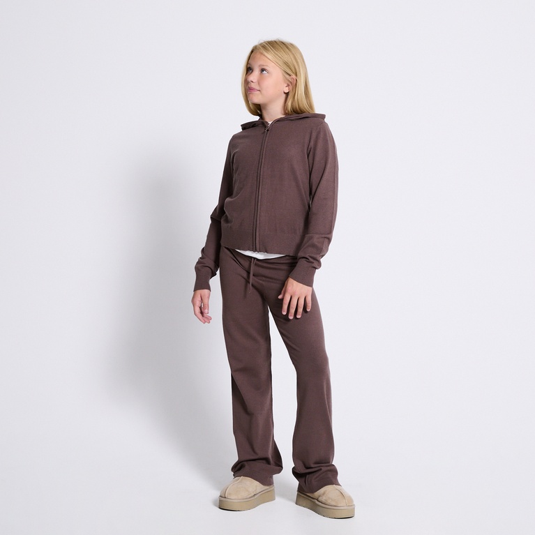 Knit zip hoodie "Jennifer star" Brown
